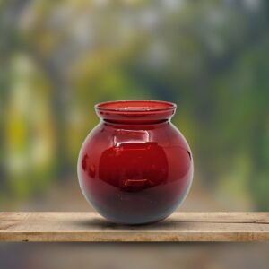 Vintage Royal Ruby Red Glass Flower Vase Anchor glass 4”T